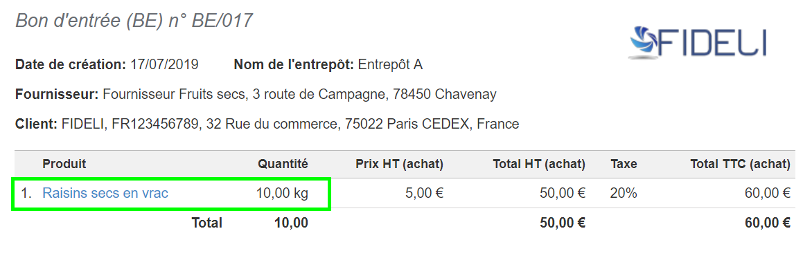 Facturation Stock Bon d'entrée Fournisseur