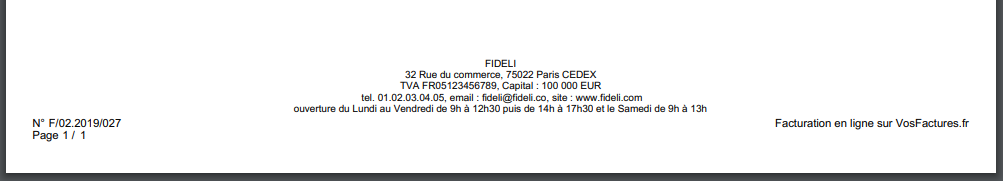 Facturation Facture Coordonnées Mention Légale Bas de Page