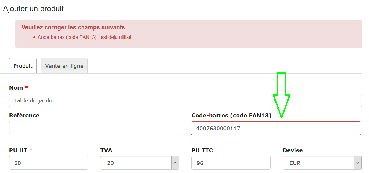 Facturation Produit Article Marchandise Codes-Barres EAN Unique
