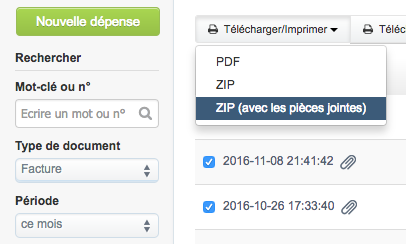 Facturation Facture Devis Export Pièce Jointe PJ PDF Exporter