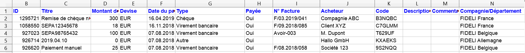 Facturation Journal Banque Export Paiement Règlement