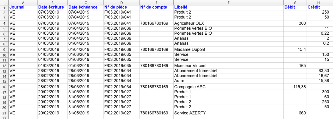 Facturation Export Comptable Journal Vente Achat TVA EBP Comptabilité