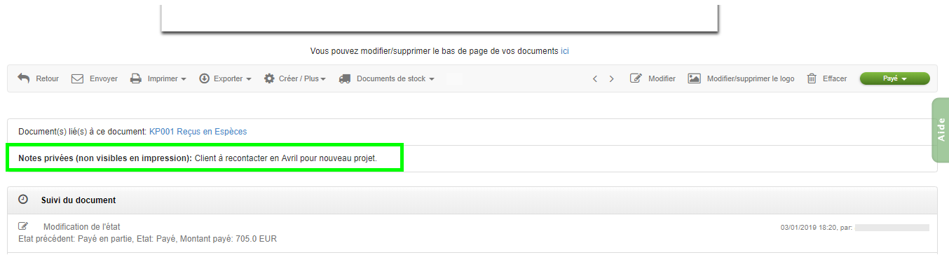 Facturation Facture Devis Note Commentaire Interne Annotation