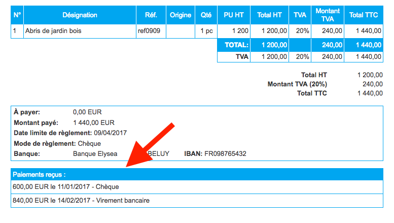 Facturation Facture Encaissement Paiement Règlement Total