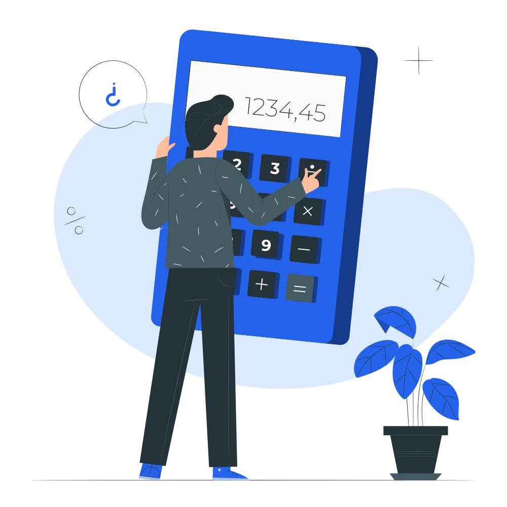 Ilustración de una persona usando una calculadora