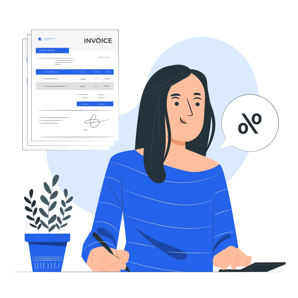 Ilustración de una persona revisando una factura electrónica
