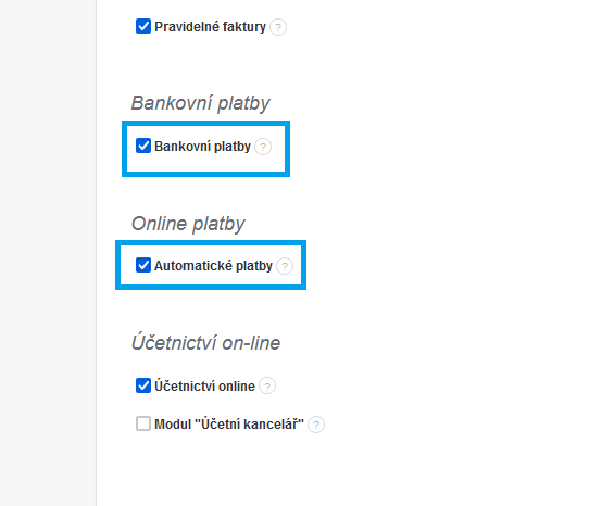 Automatická aktivace bankovních plateb u autoplateb