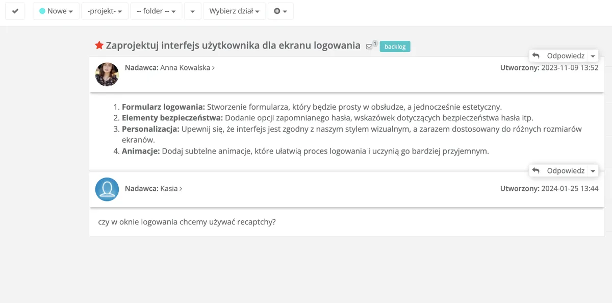 Komunikacja za pomocą zadań