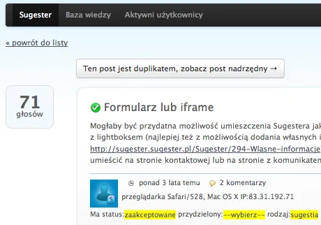 Kilka nowych funkcjonalności w Sugesterze