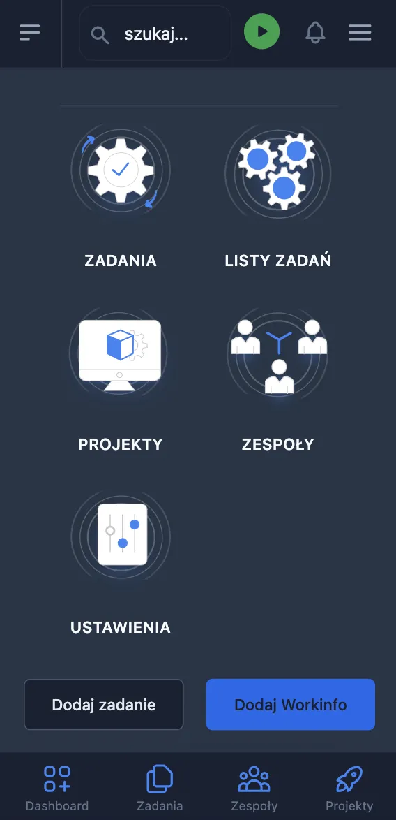 Wersja mobilna - dodawanie zadania