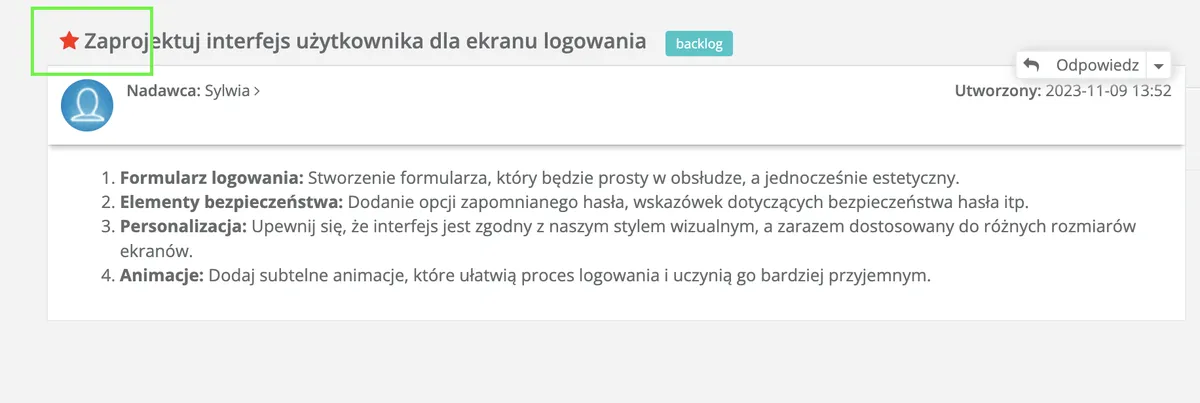 Kanban - zmiana statusu