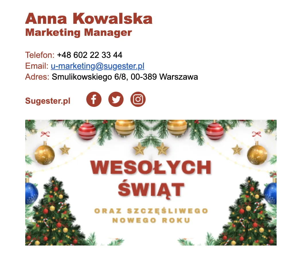Przykład stopki świątecznej - zielony
