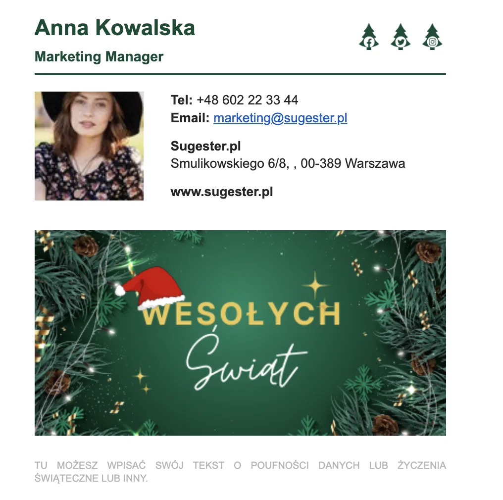 Przykład stopki świątecznej - sale