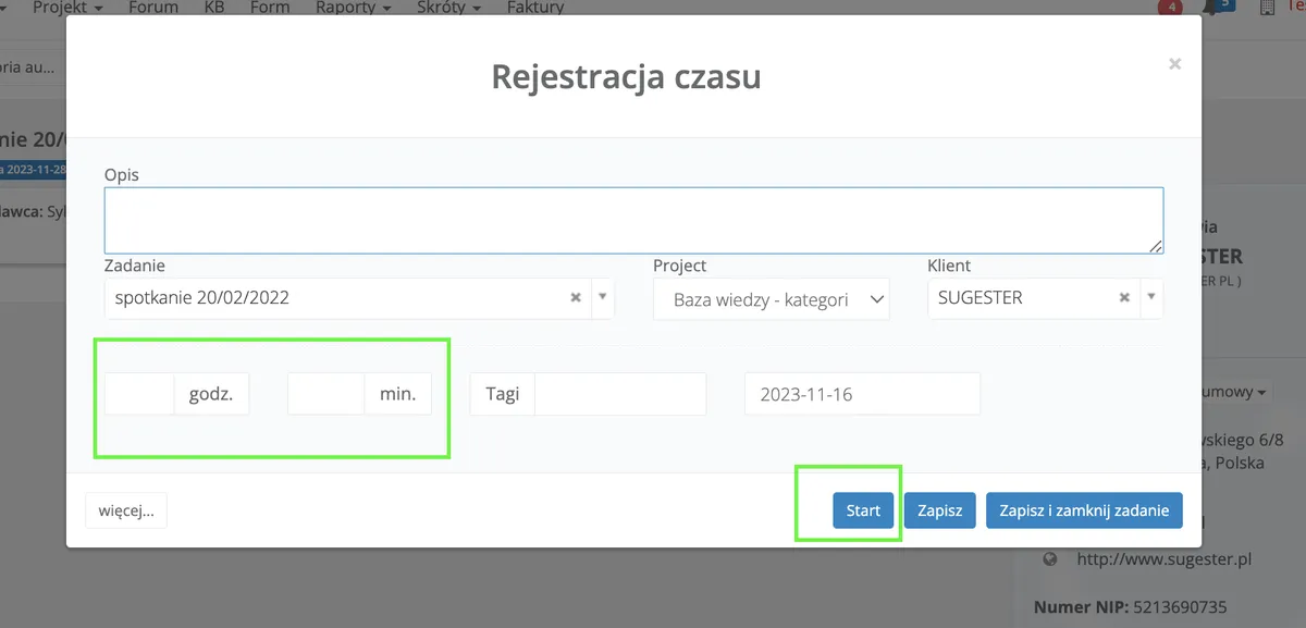 Lista projektów