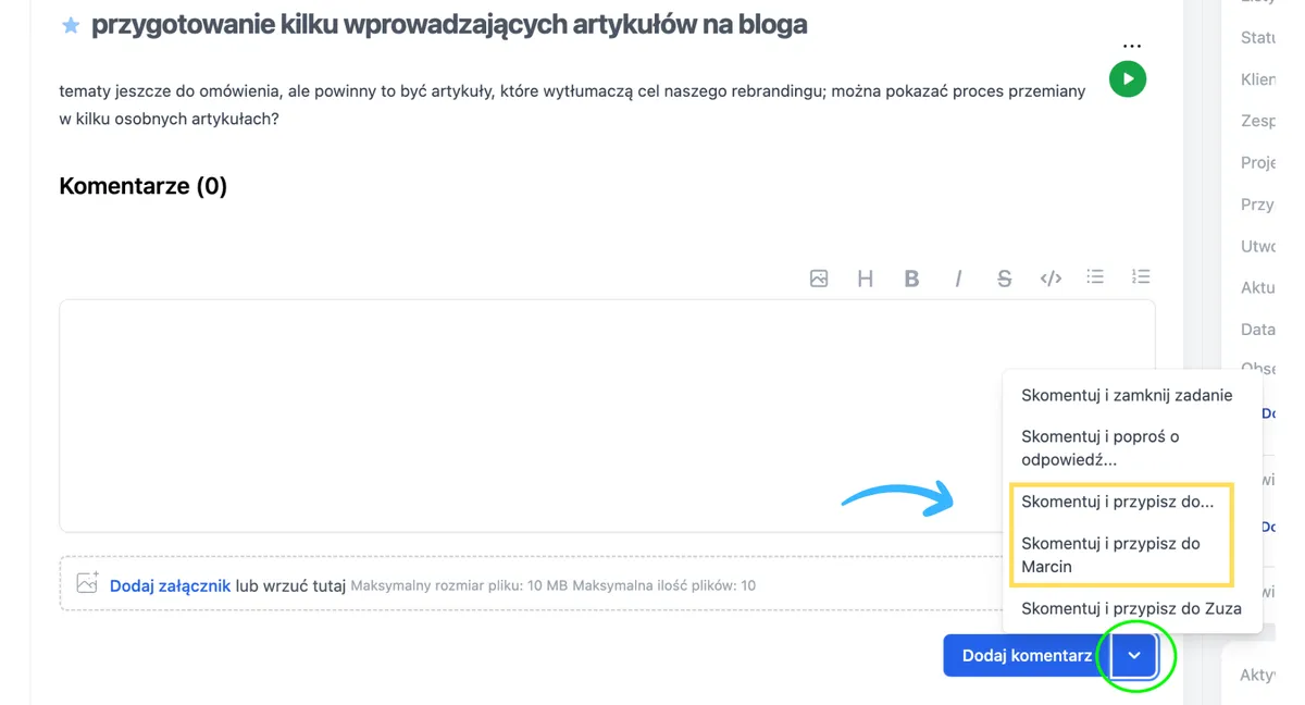 Skomentuj i przypisz do