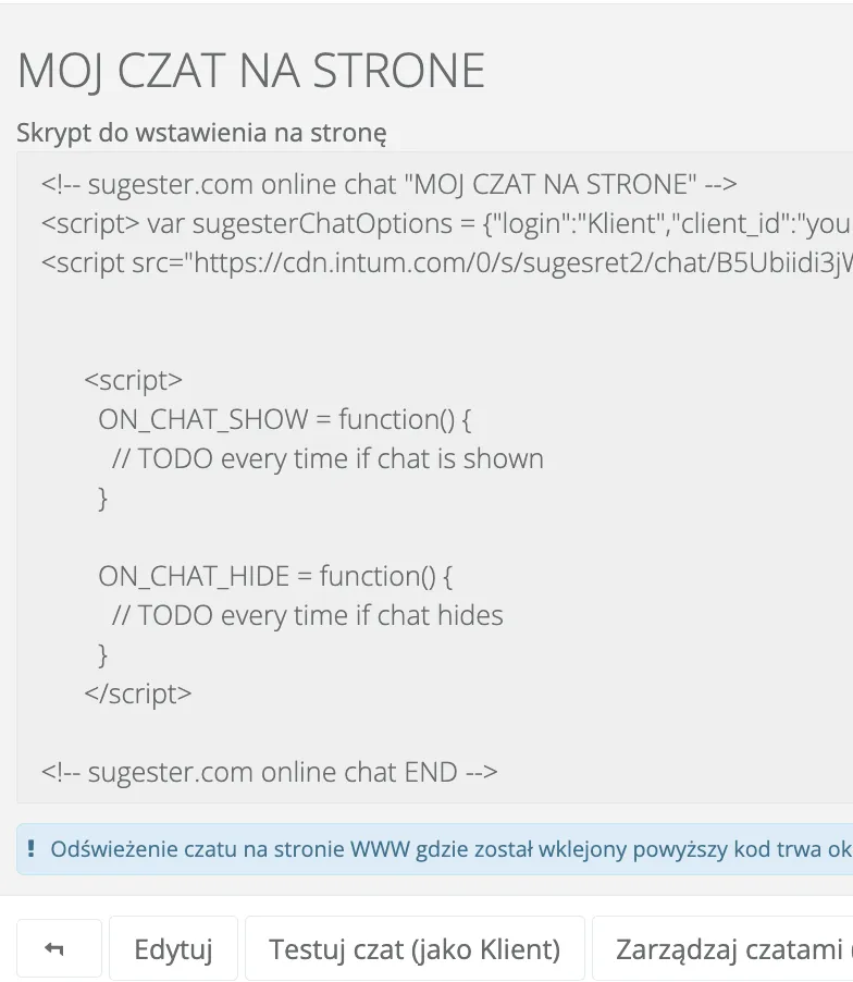 okienka czatu na stronę
