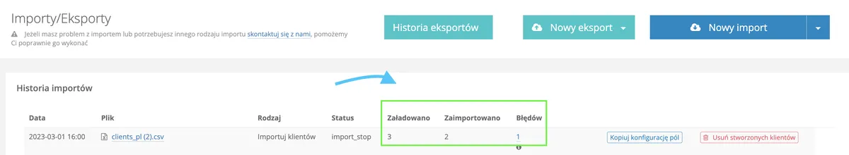 sprawdzanie danych po imporcie