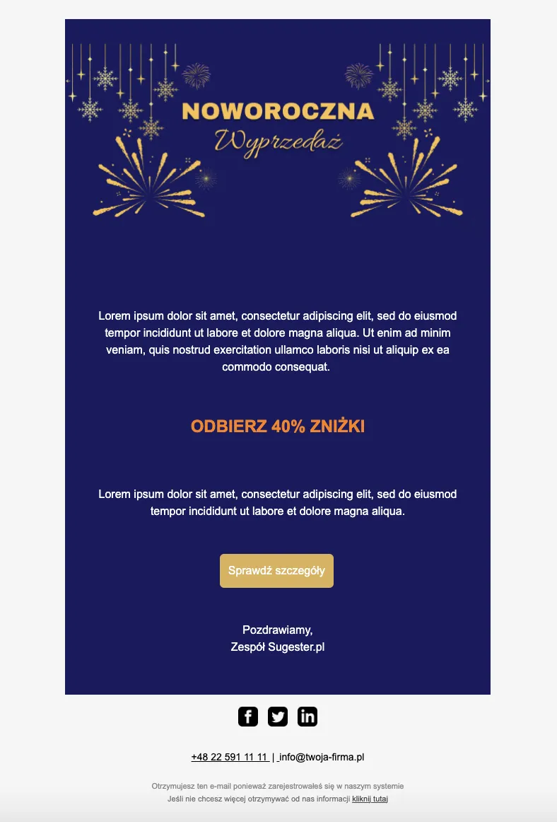 Szablon mailowy swiateczny gold