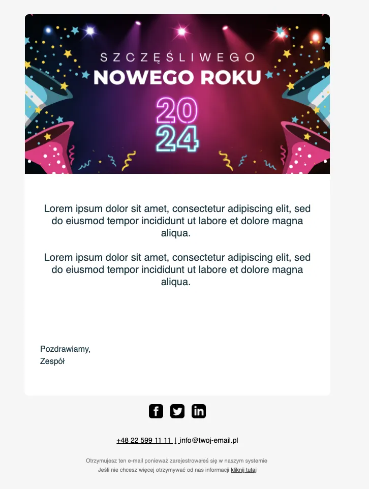 Szablon z czerwonym banerem na górze