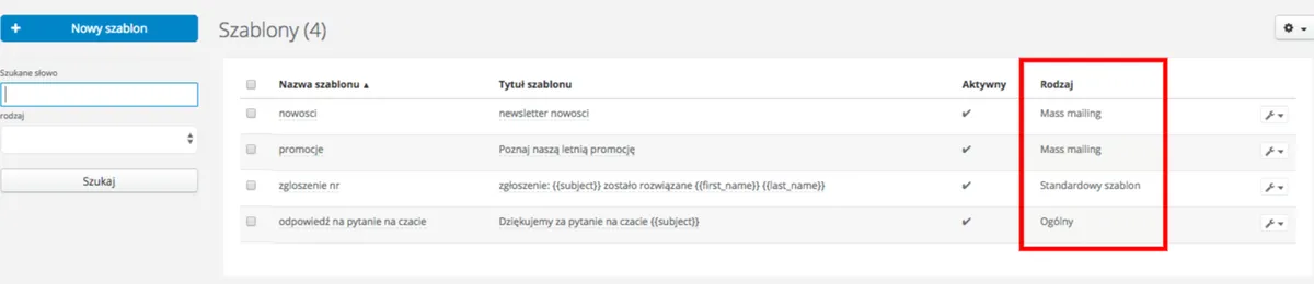 Tabela limitów dostępnych na koncie