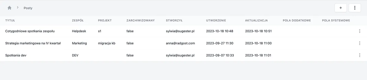 id zadania na liście