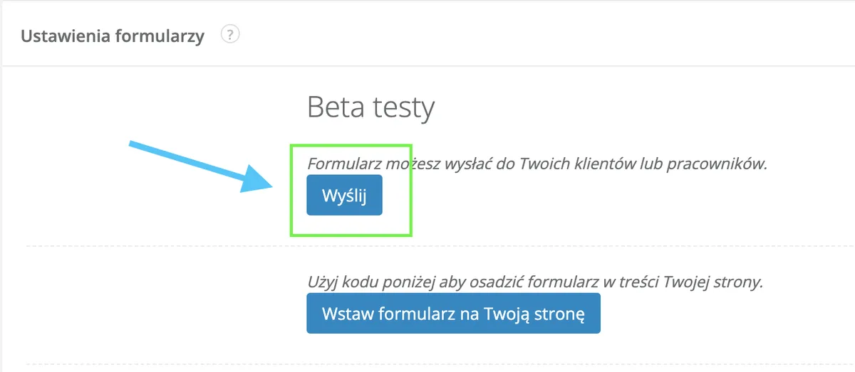 wysyłanie linku do formularza