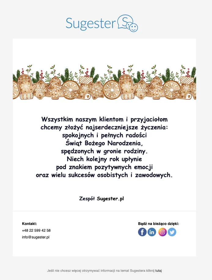 mail świąteczny z banerem - zielony ze złotym napisem wesołych świąt