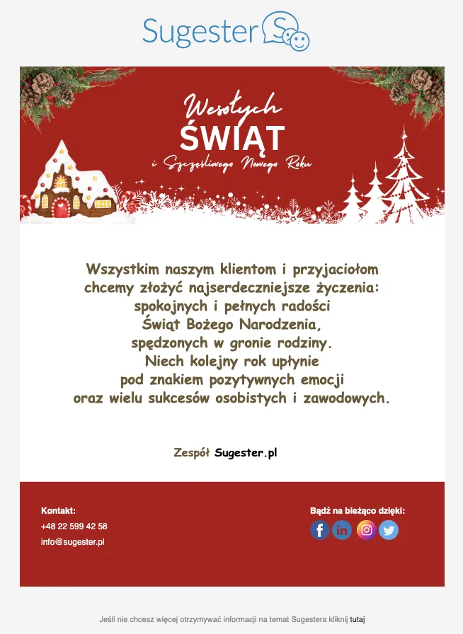 mail świąteczny z banerem z mikołajami
