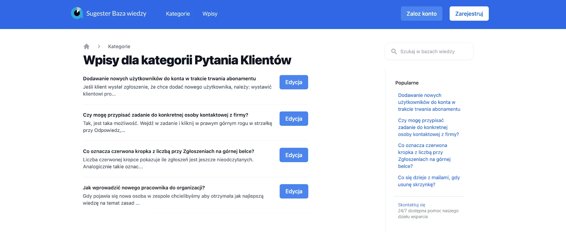 Sugester - knowledge base
