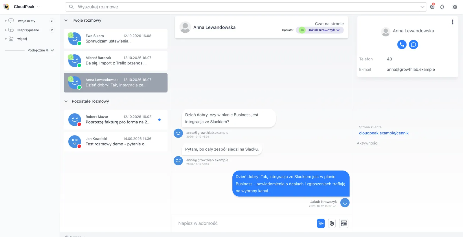 Sugester - chat operator panel