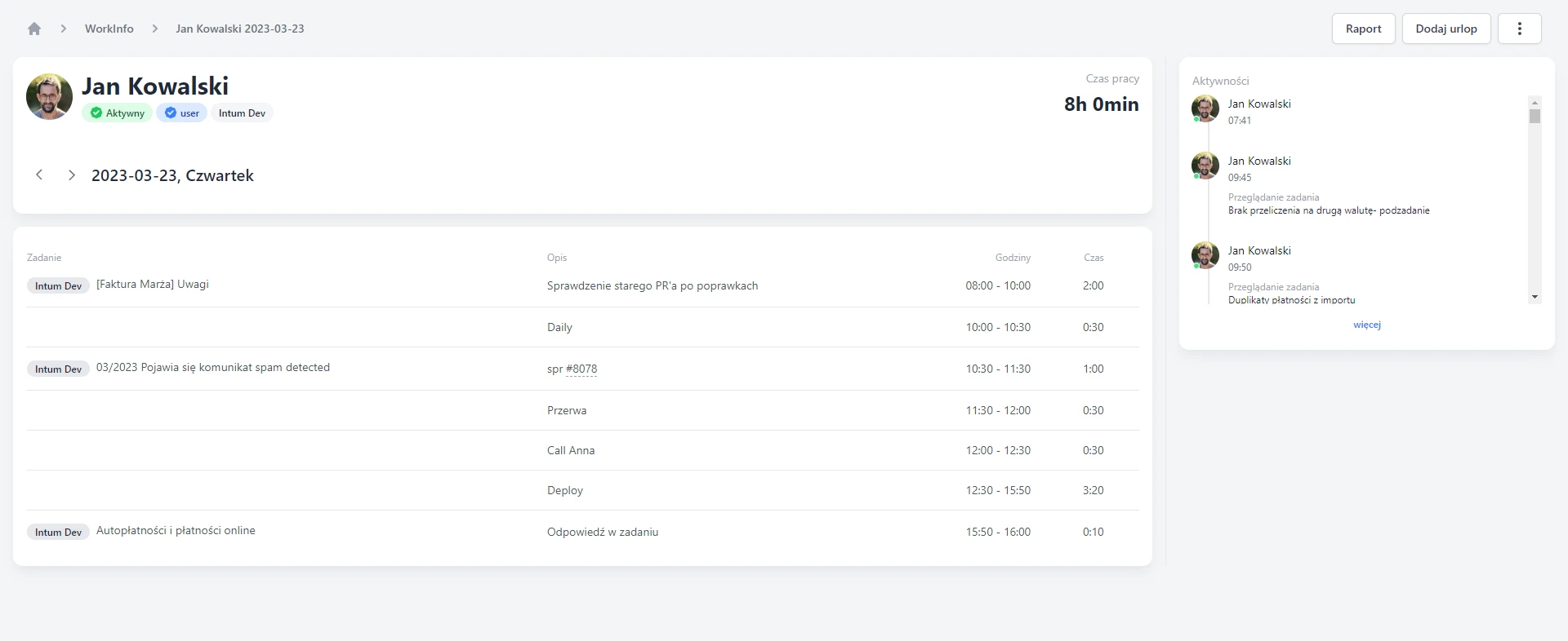 Sugester - work time logging