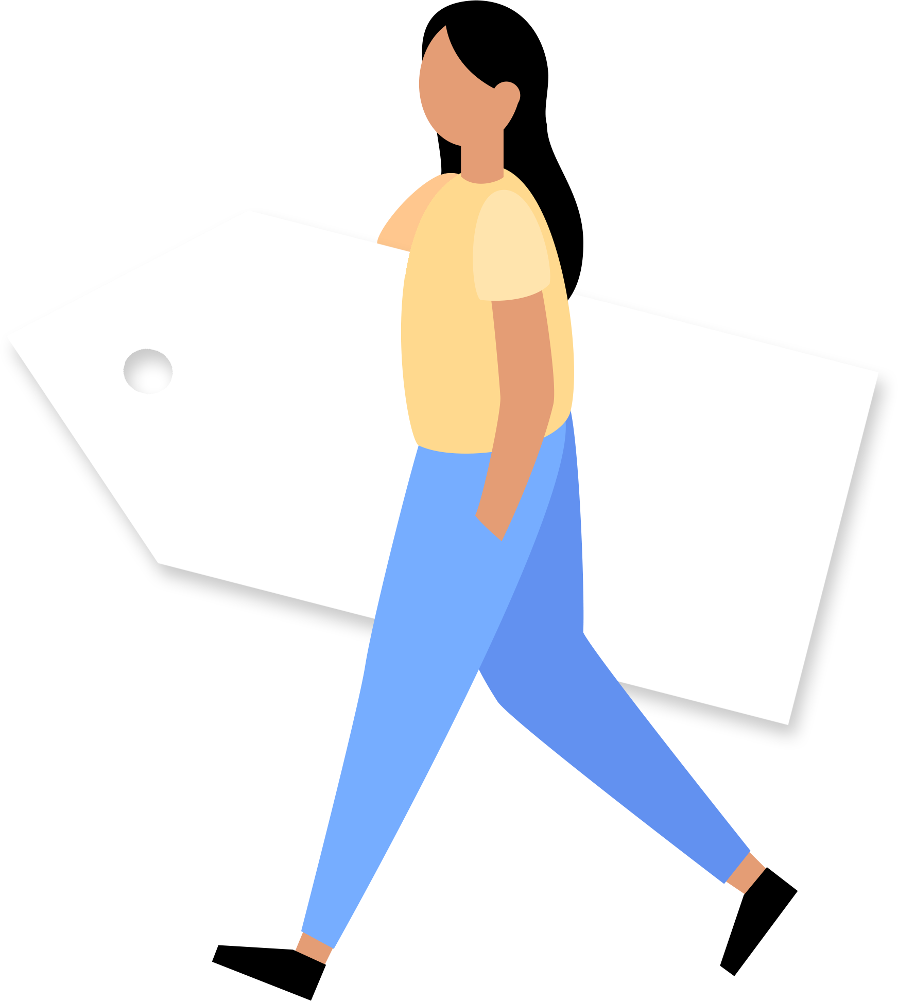 girl holding a tag